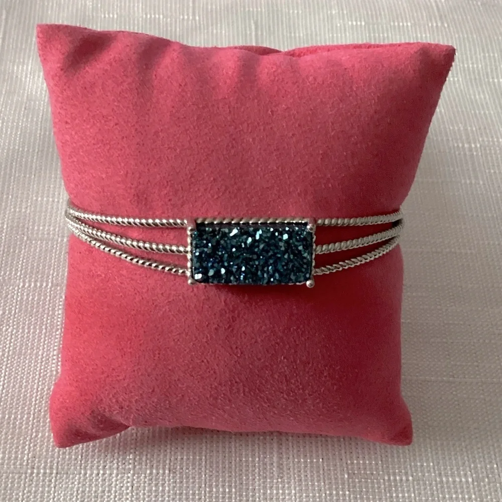 Blue Drusy Sterling Silver Cuff Bracelet